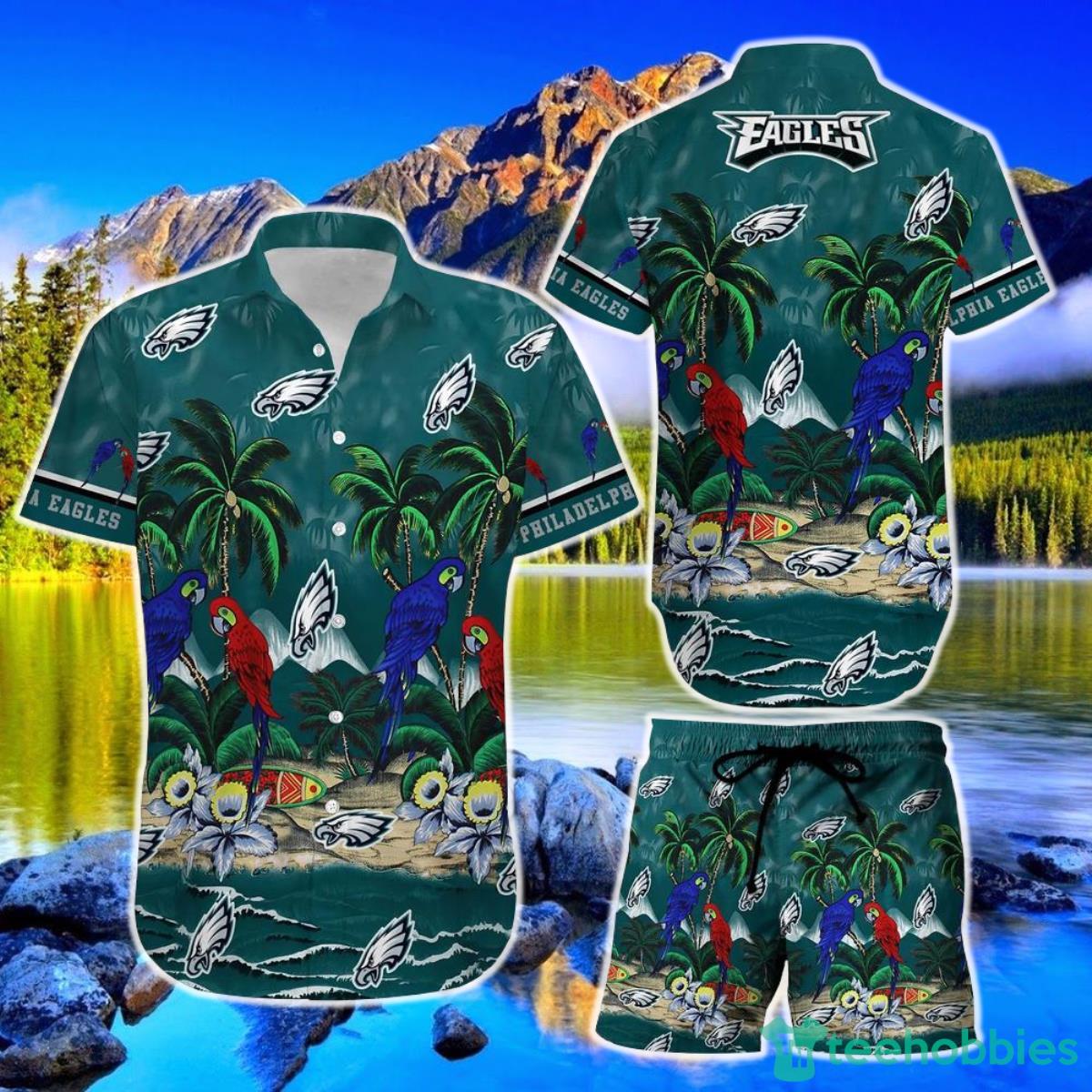 Philadelphia Eagles NFL Football Hawaiian Shirt And Short Graphic Summer Tropical Pattern Product Photo 1