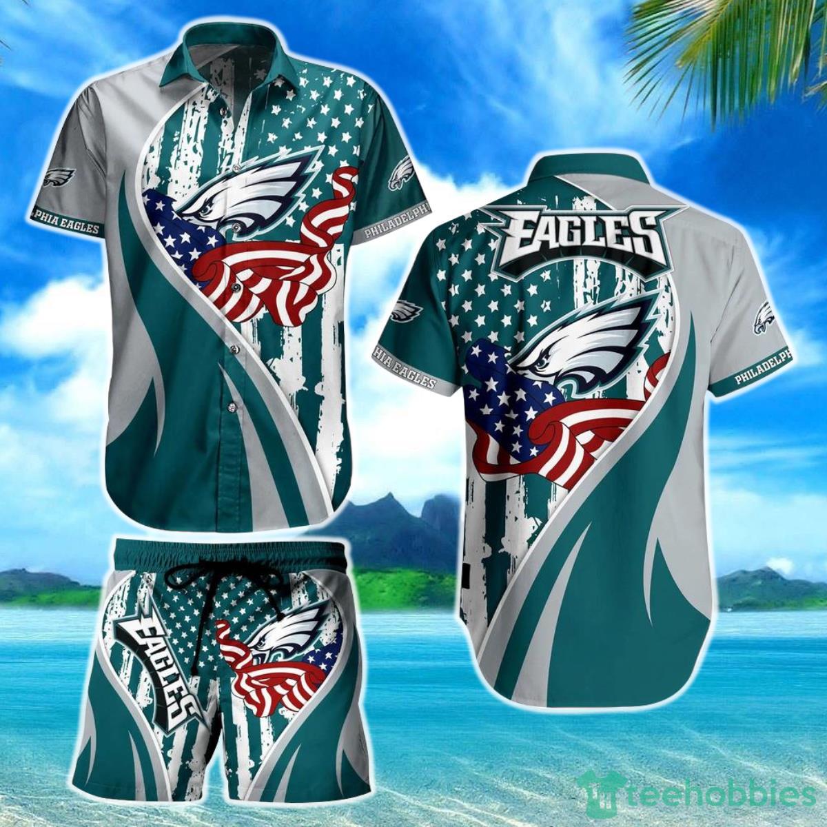 Philadelphia Eagles NFL Hawaiian Shirt Vintage US Flag Graphic Summer Gift For Men Women Fan NFL Product Photo 1