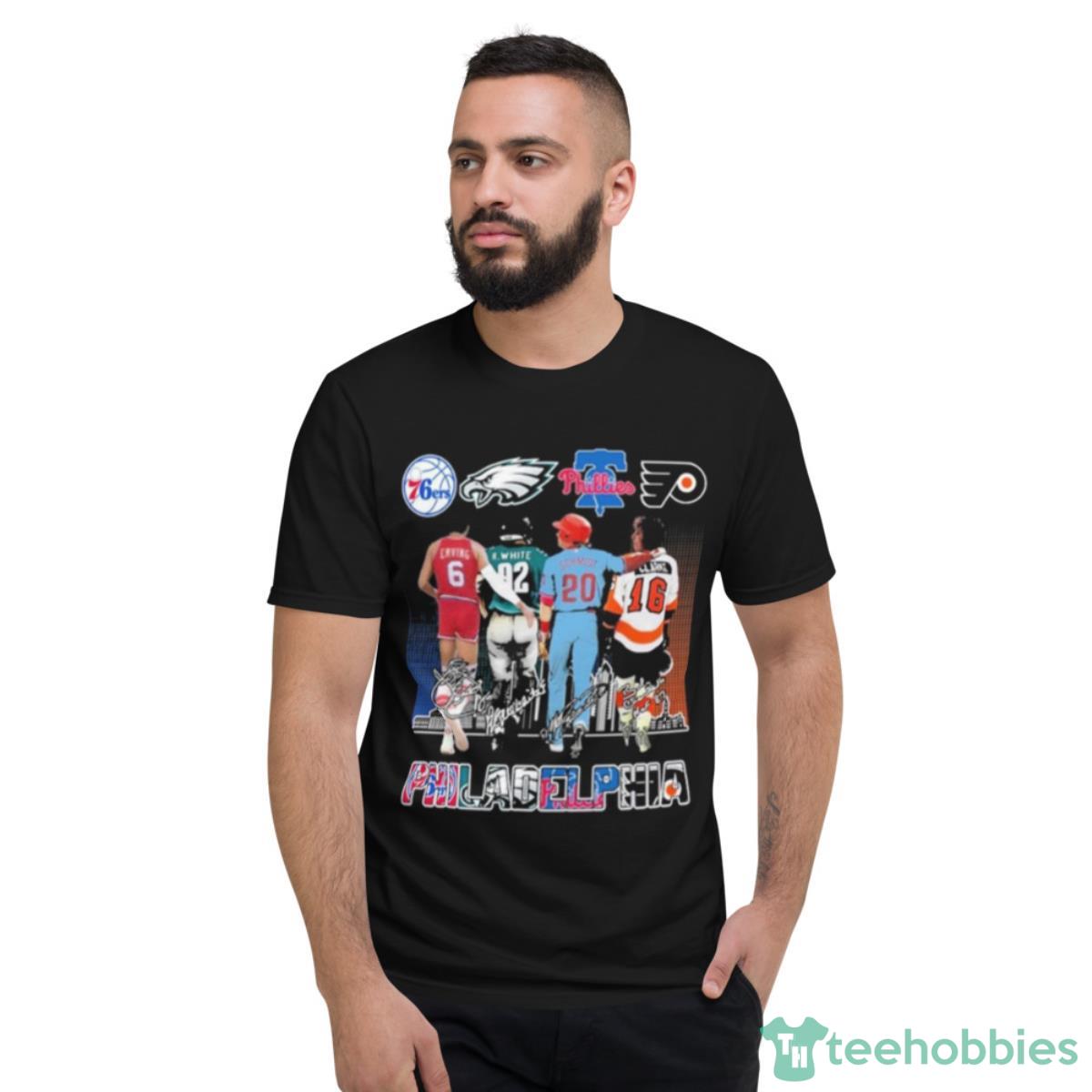 Philadelphia Skyline Sport Teams Erving R. White Schmidt And Clarke Signatures Shirt - Short Sleeve T-Shirt