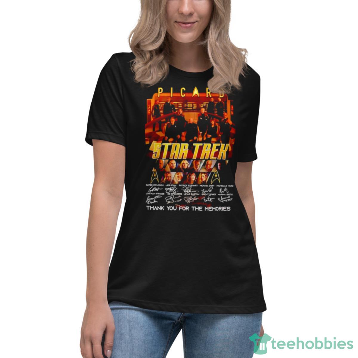 Picard Star Trek Thank You For The Memories Signature Shirt - Womens Relaxed Short Sleeve Jersey Tee Picard Star Trek Thank You For The Memories Signature Shirt - Womens Relaxed Short Sleeve Jersey Tee