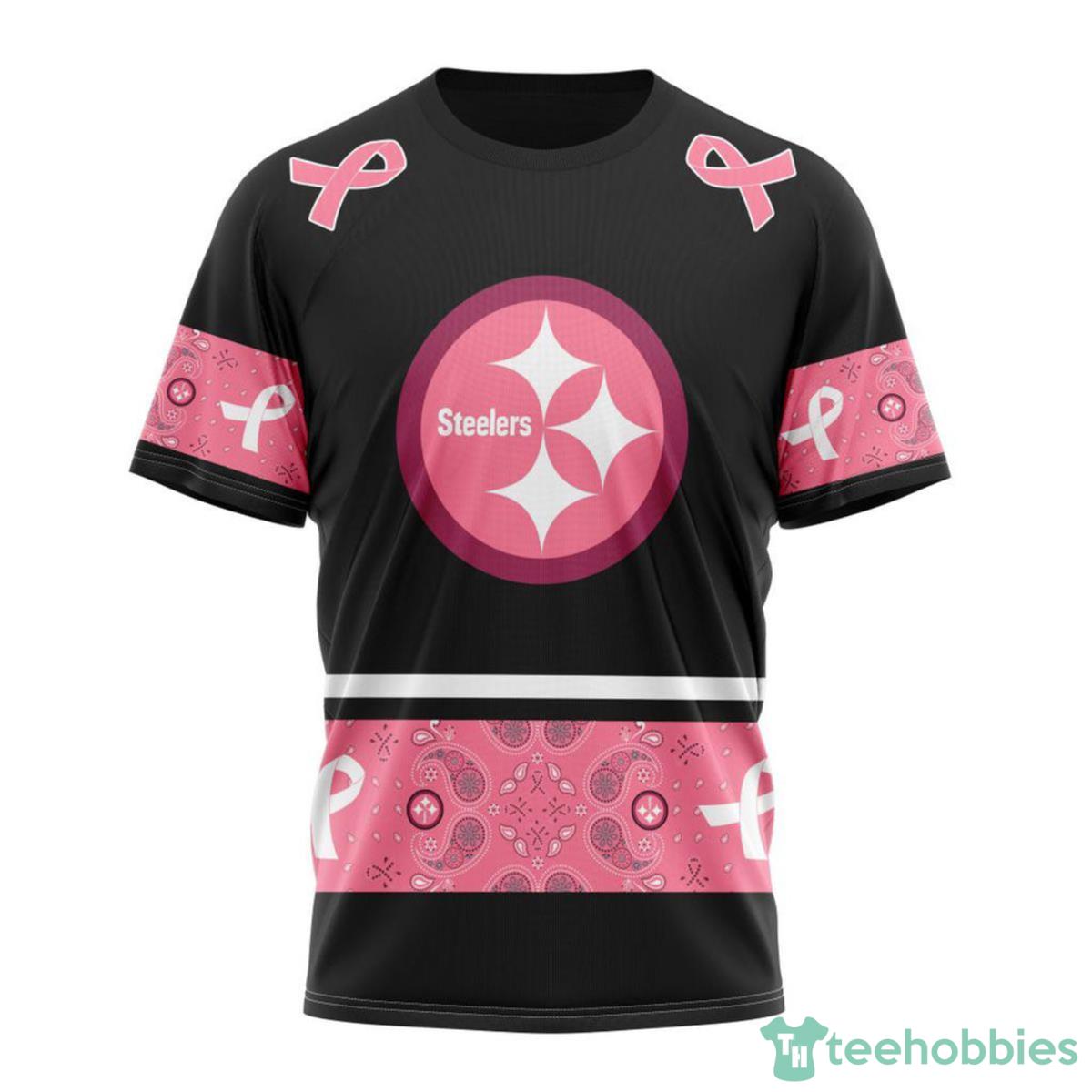 Pittsburgh Steelers Breast Cancer 3D Shirt Custom Name Product Photo 1