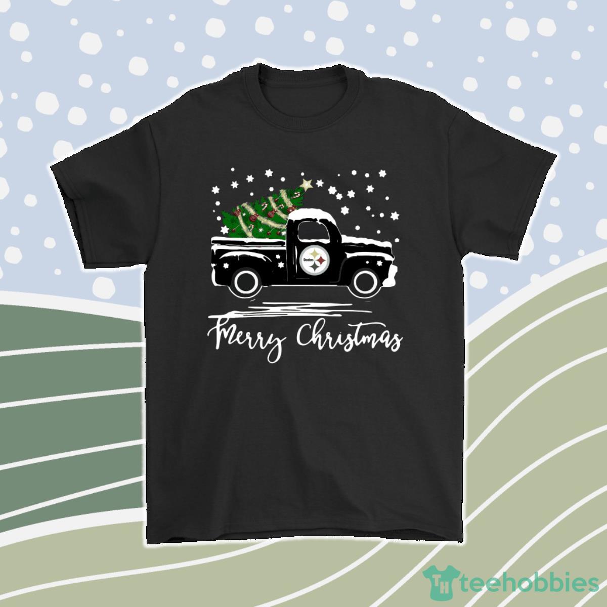 Pittsburgh Steelers Car With Christmas Tree Merry Christmas Men Women T-Shirt, Hoodie, Sweatshirt Product Photo 1