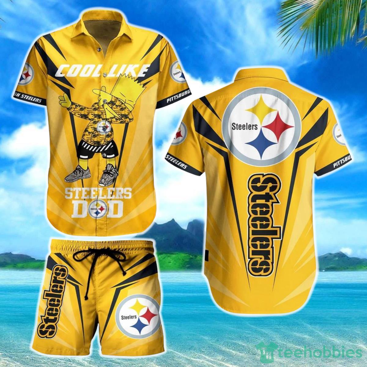 Pittsburgh Steelers NFL Hawaiian Shirt And Short Bart Simpson Summer Perfect Gift For Fans NFL Product Photo 1