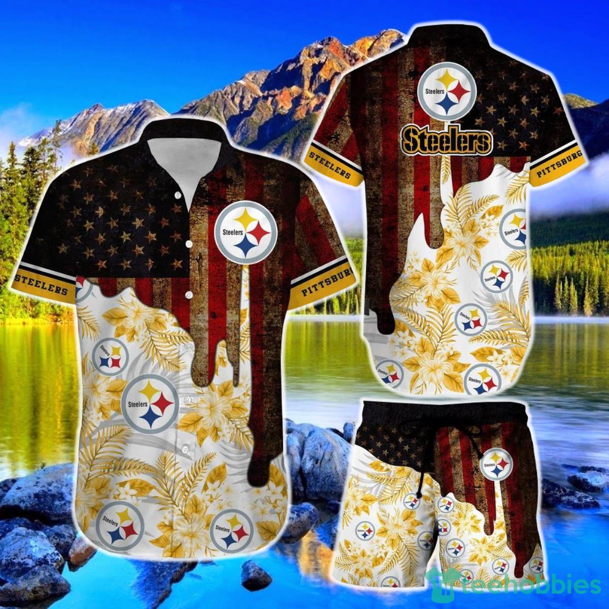Pittsburgh Steelers NFL Hawaiian Shirt And Short Summer Vintage US Flag Best Gift For Men Women Product Photo 1