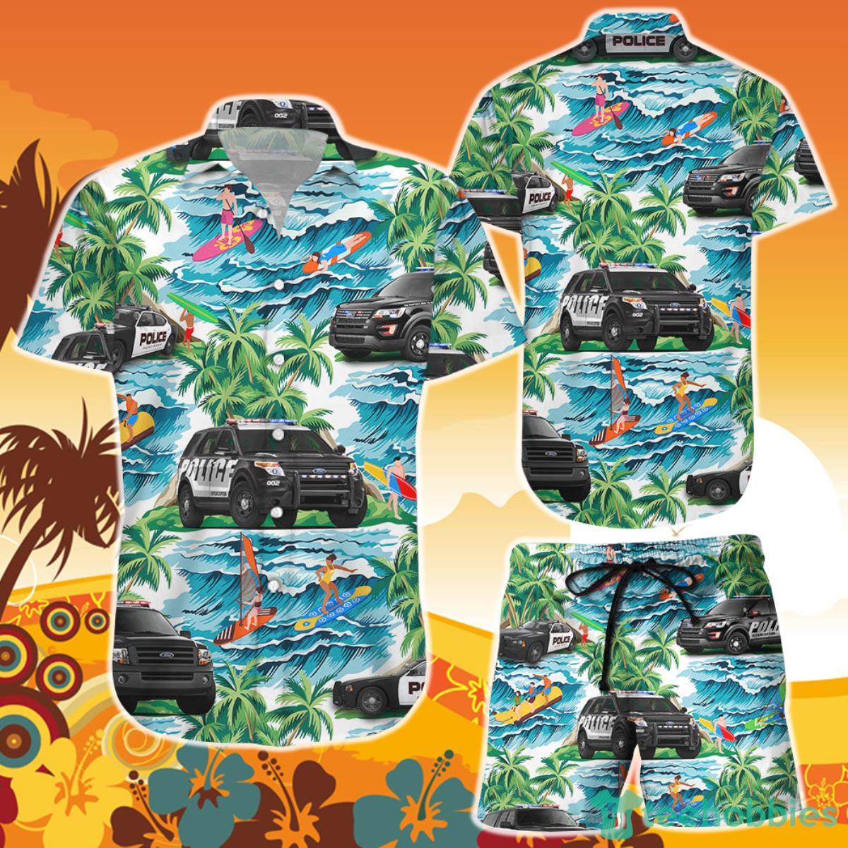 Police With Surfing Aloha Tropical Hawaiian Shirt and Short Gifts For Summer Holiday Product Photo 1