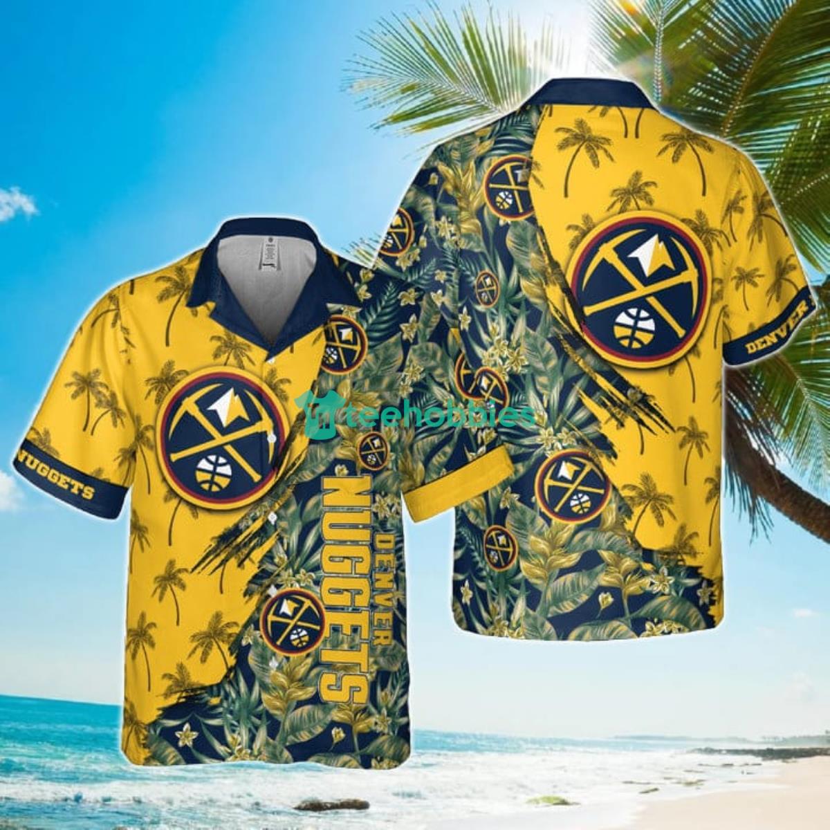 Retro NBA Denver Nuggets Tropical Flowers Hawaiian Shirt Product Photo 1