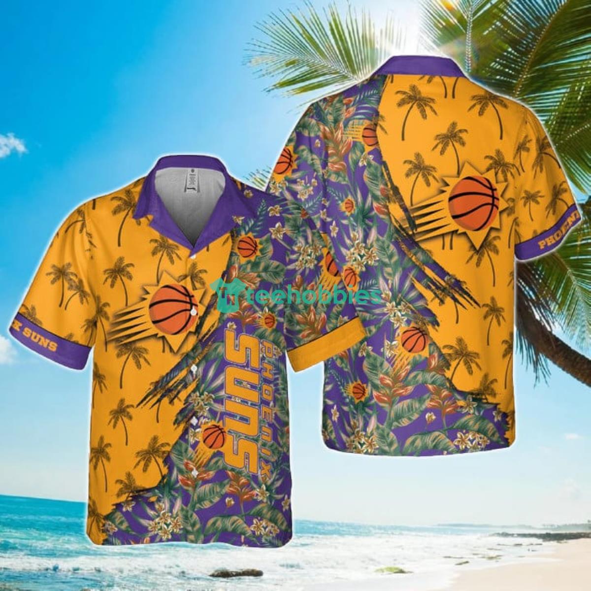Retro NBA Phoenix Suns Tropical Flowers Hawaiian Shirt Product Photo 1