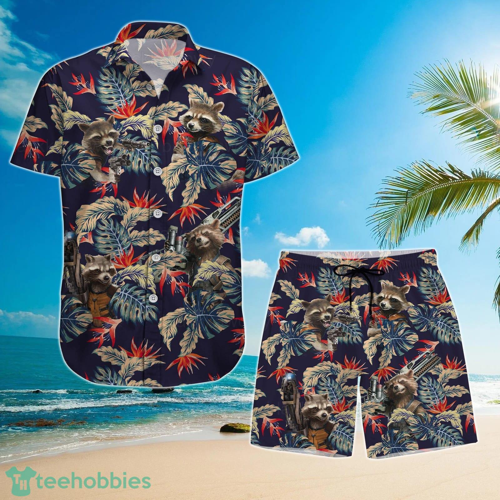 Rocket Raccoon Shirt, Rocket Raccoon Hawaiian Shirt And Short For Men And Women Product Photo 1