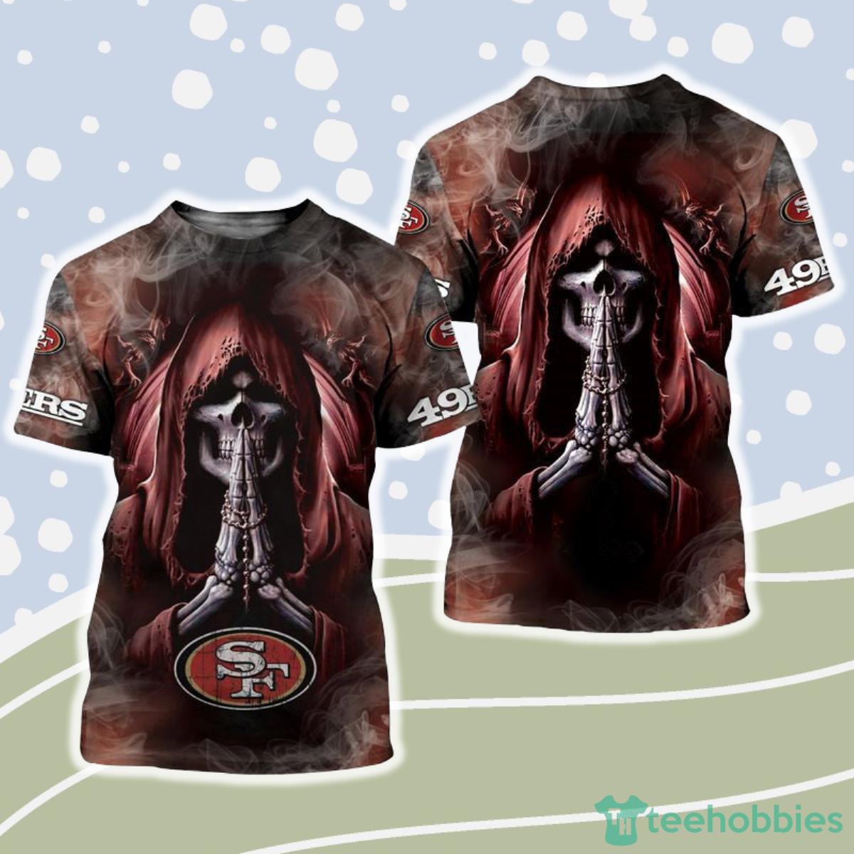 San Francisco 49ers NFL 3D Shirt Background Skull Smoke Product Photo 1