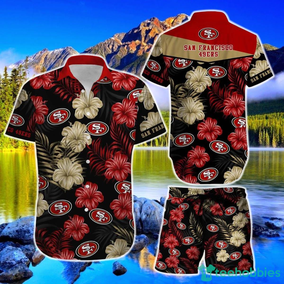 San Francisco 49ers NFL Football Hawaiian Shirt Short Summer With Flower Graphic Retro Sunset Hawaii Product Photo 1