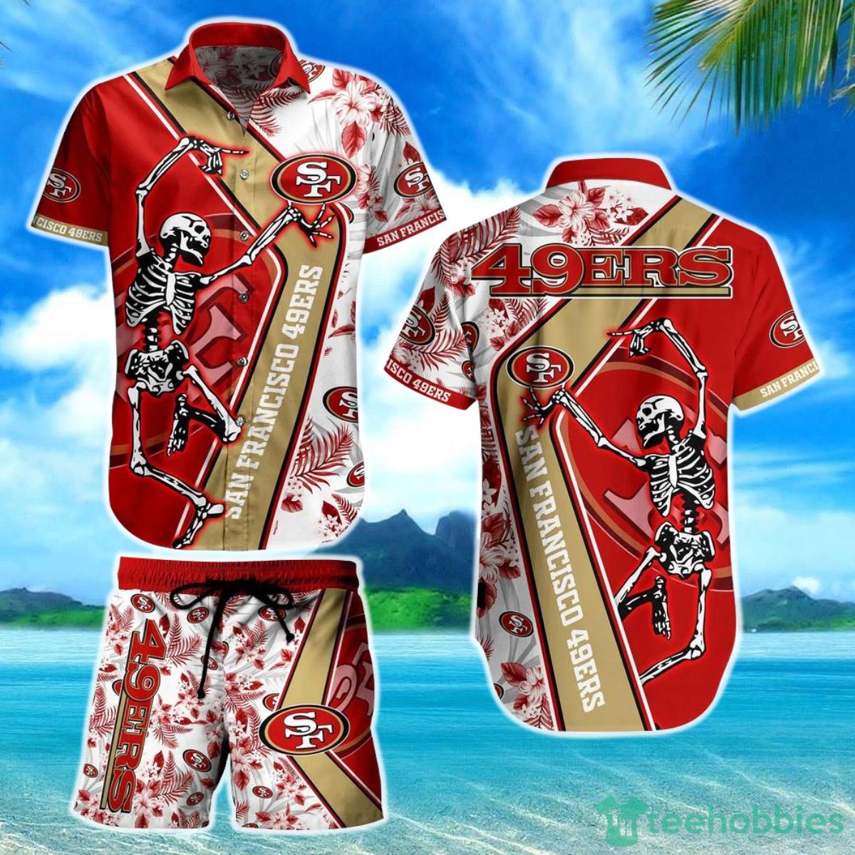 San Francisco 49ers NFL Hawaiian Shirt And Short Sekeleton Design Hot Short Styles For Men Women Product Photo 1