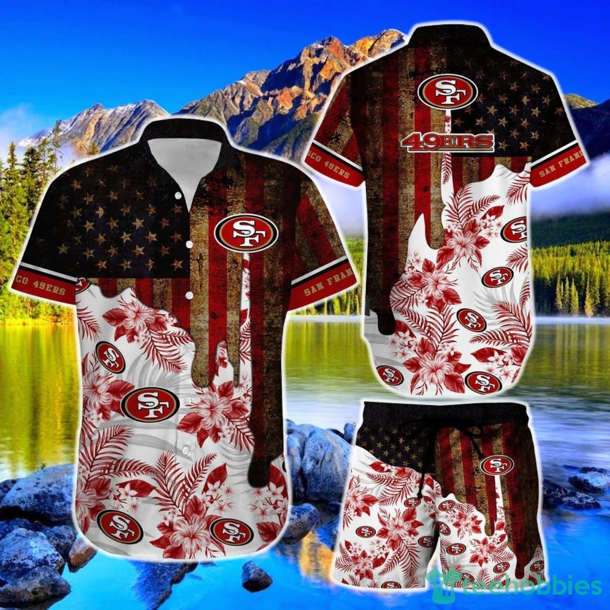 San Francisco 49ers NFL Hawaiian Shirt And Short Summer Vintage US Flag Best Gift For Men Women Product Photo 1