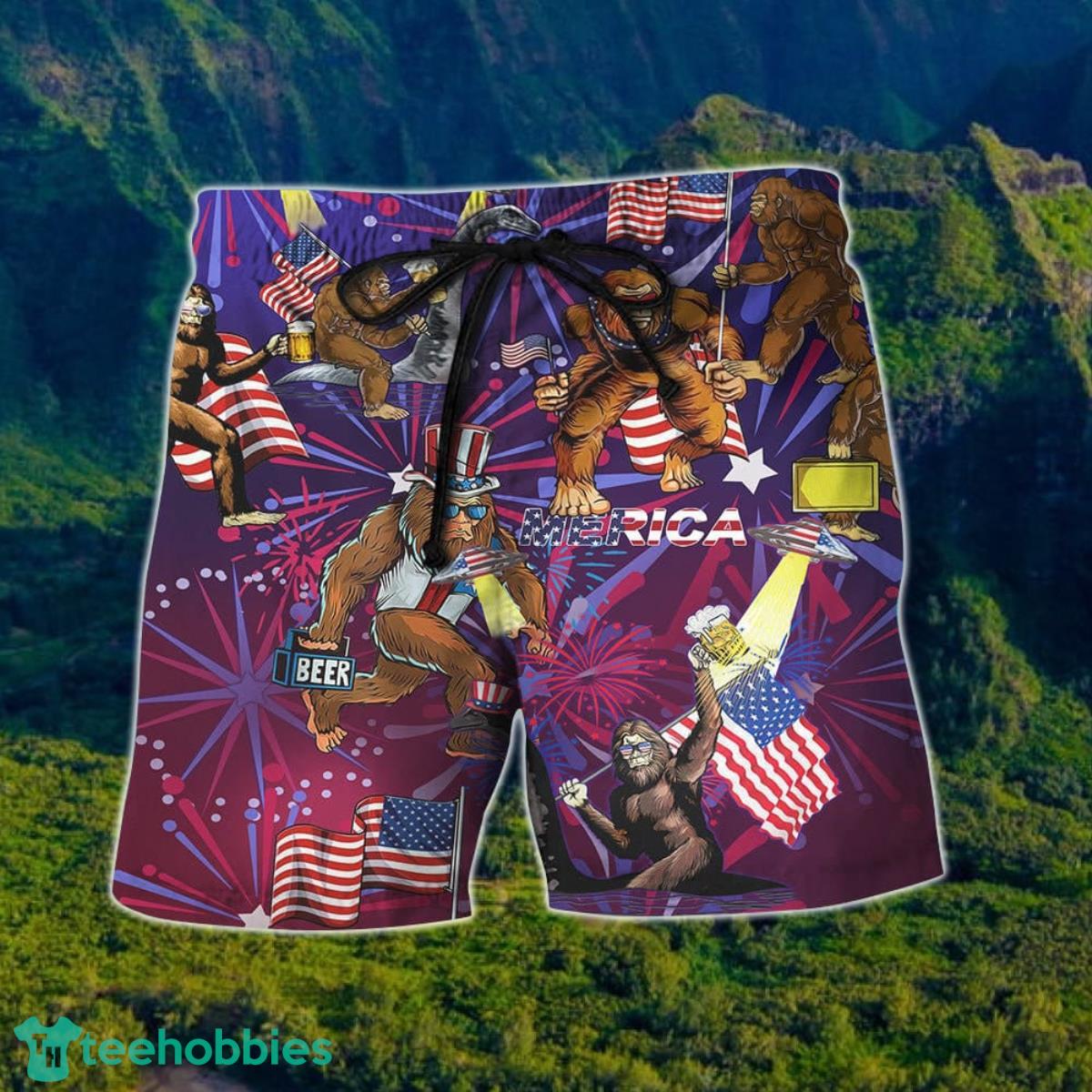 Sasquatch Hawaiian Shirt And Short For Men And Women Product Photo 2