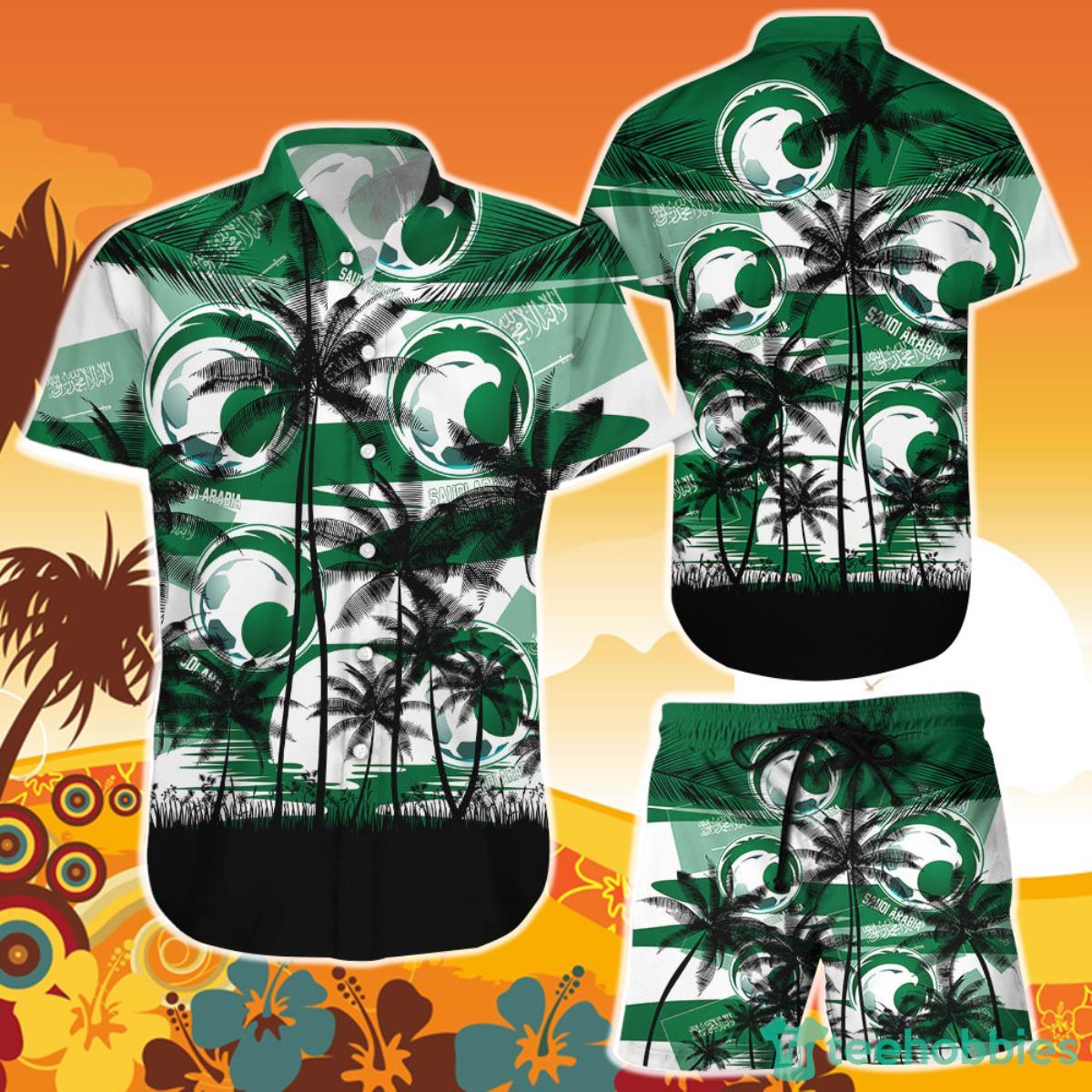 Saudi Arabia Coconut Pattern Hawaiian Soccer Team World Cup 2022 Qatar Champions Football Shirt and Short Product Photo 1