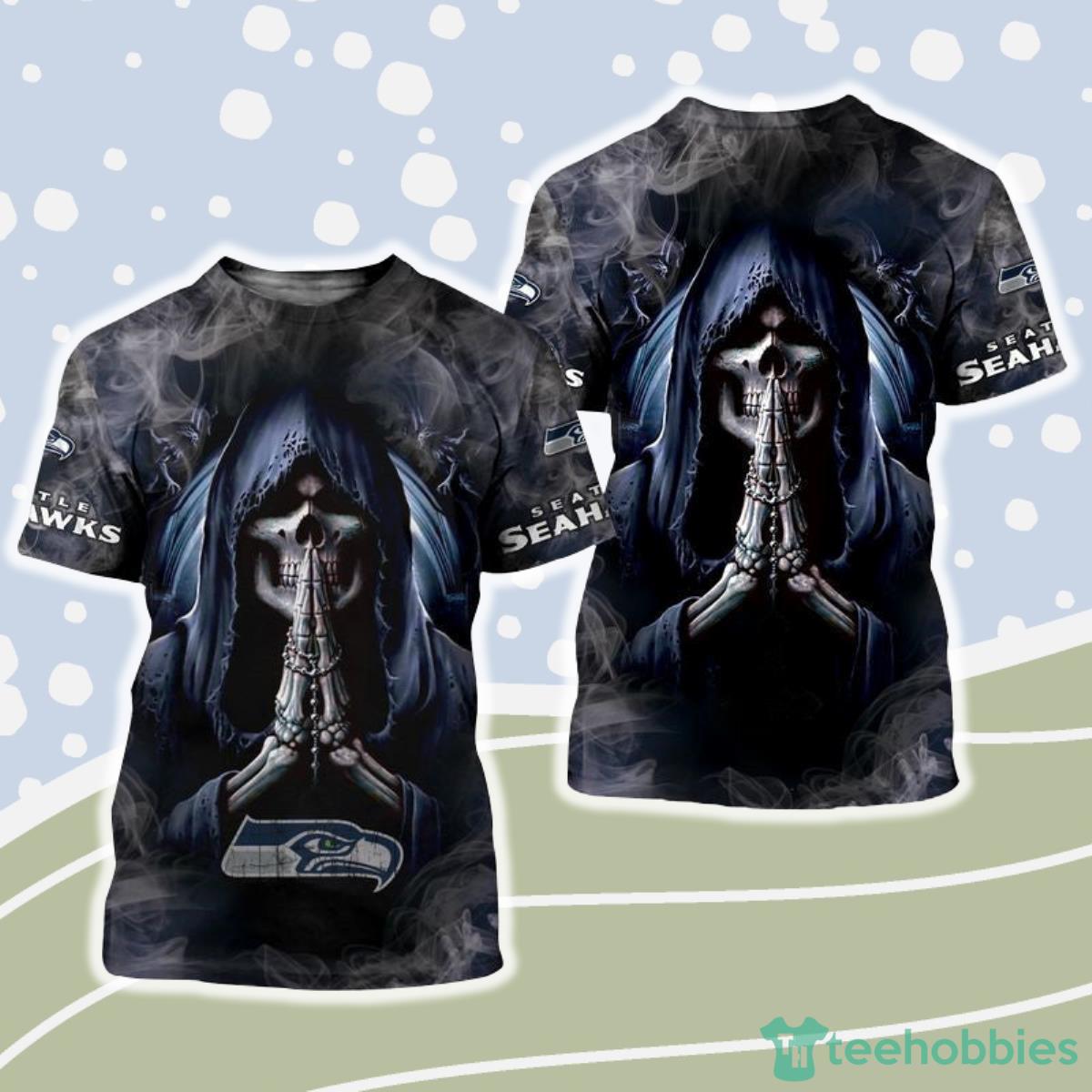 Seattle Seahawks NFL 3D Shirt Background Skull Smoke Product Photo 1