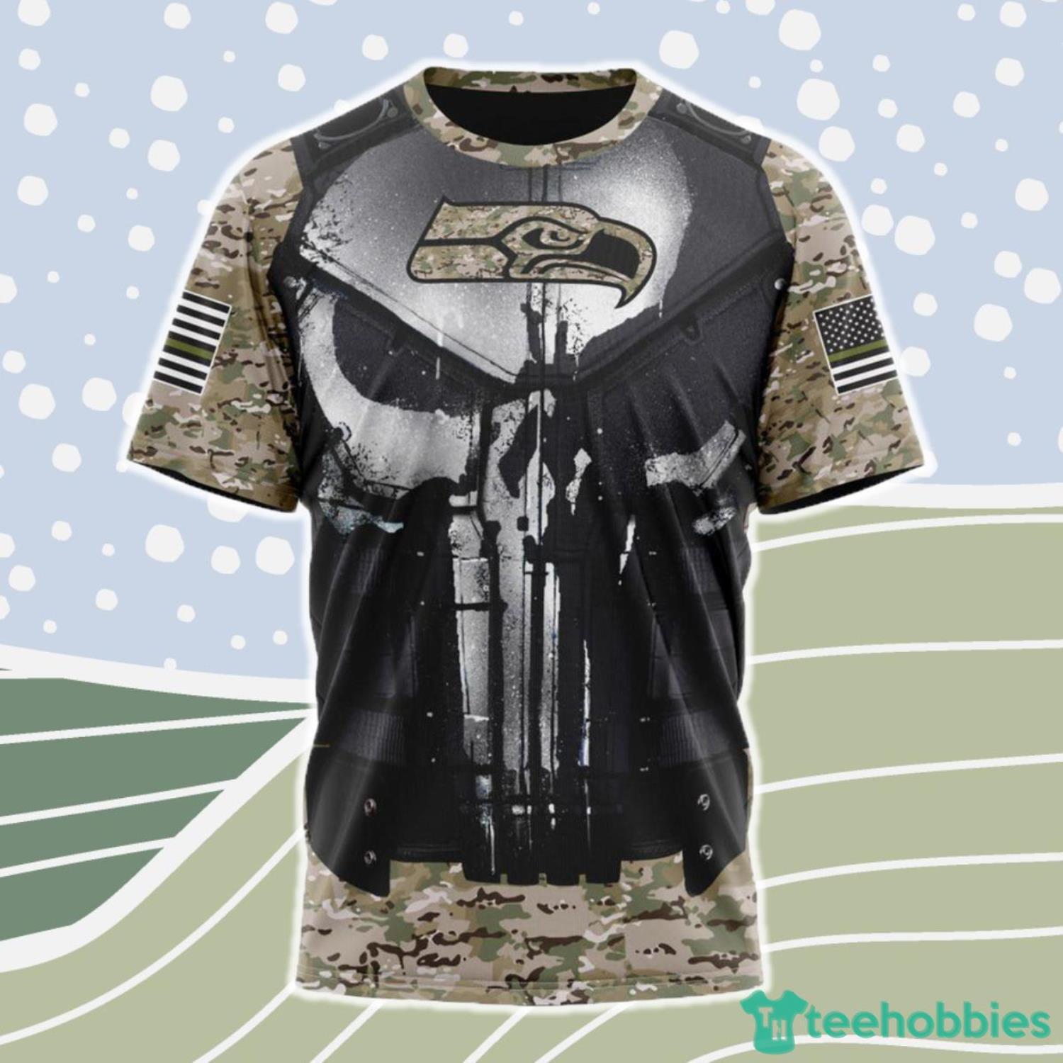 Seattle Seahawks NFL 3D Shirt Camo Custom Name & Number Product Photo 1