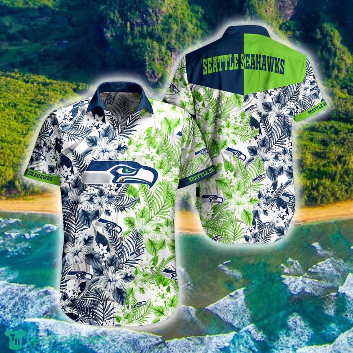 Seattle Seahawks NFL Beach Shirt Graphic Floral Pattern Print This Summer Hawaiian Shirt Product Photo 1