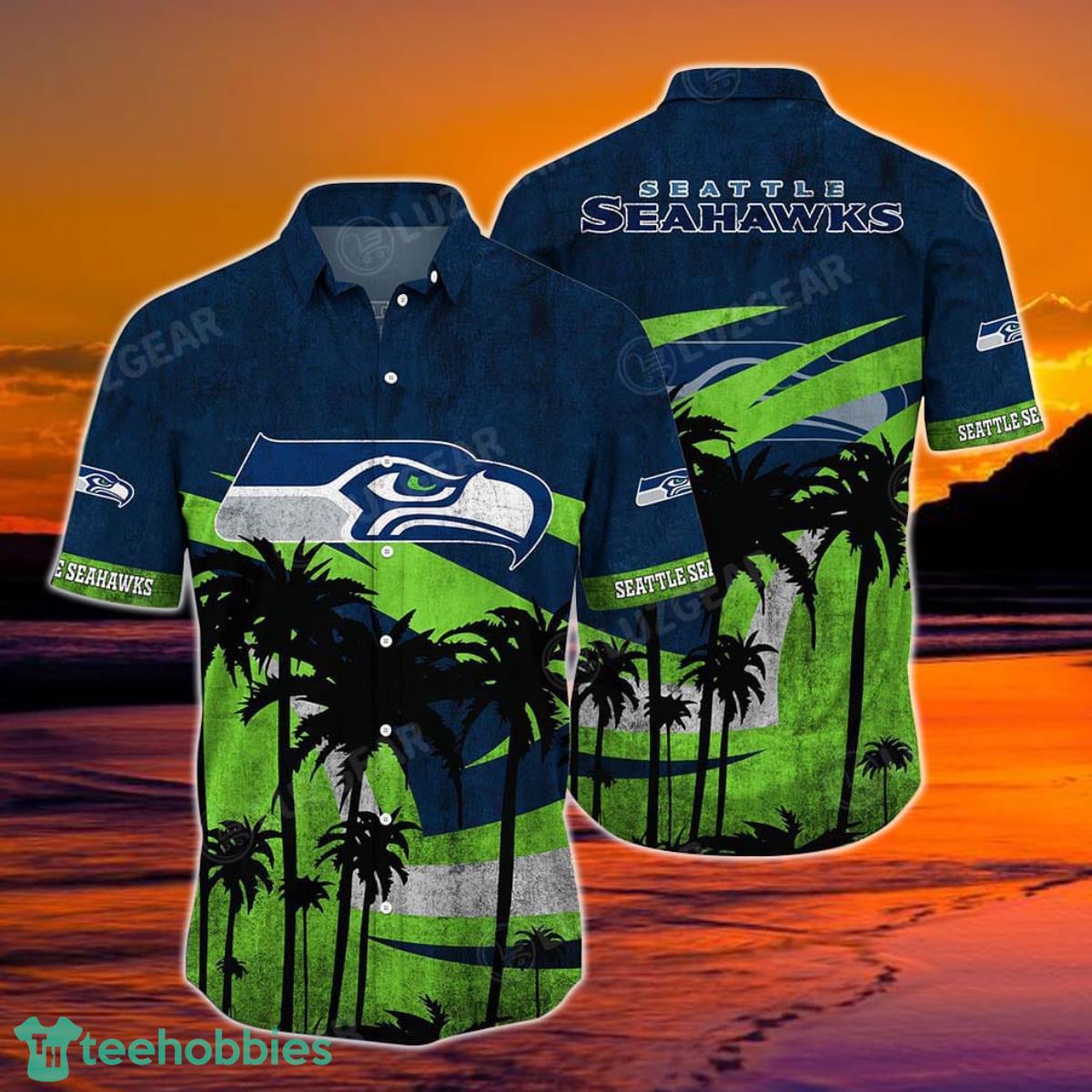 Seattle Seahawks NFL Hawaii Shirt Graphic Tropical Patterns Short Sleeve Hot Summer Product Photo 1
