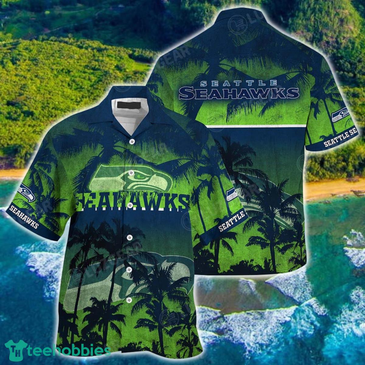 Seattle Seahawks NFL Hawaiian Shirt Short Style Tropical Patterns Hot Trending Summer For Awesome Fans Product Photo 1