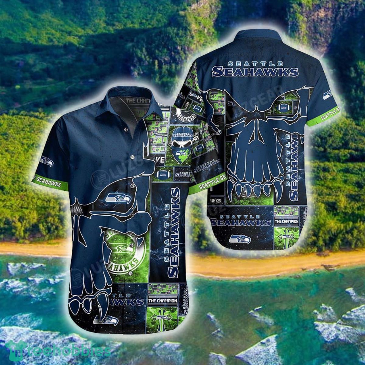 Seattle Seahawks NFL Hawaiian Shirt Skull Printed 3D New Trend Summer For Best Fans Product Photo 1