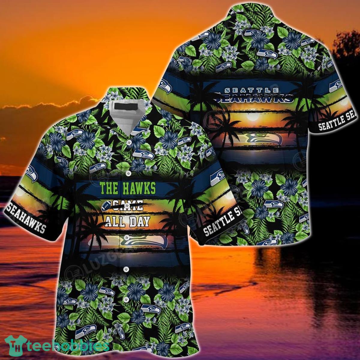 Seattle Seahawks NFL Summer Hawaiian Shirt Floral Pattern Graphic For Sports Product Photo 1
