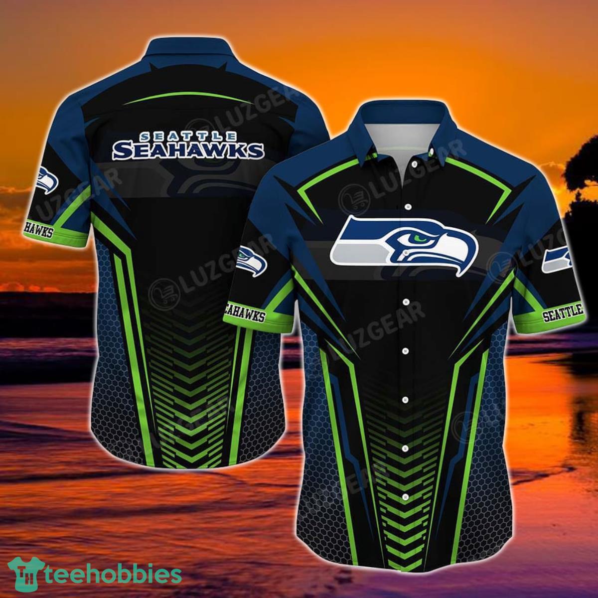 Seattle Seahawks NFL Team Football Beach Shirt Summer Button Down Hawaiian Shirt Best Fan Ever Product Photo 1
