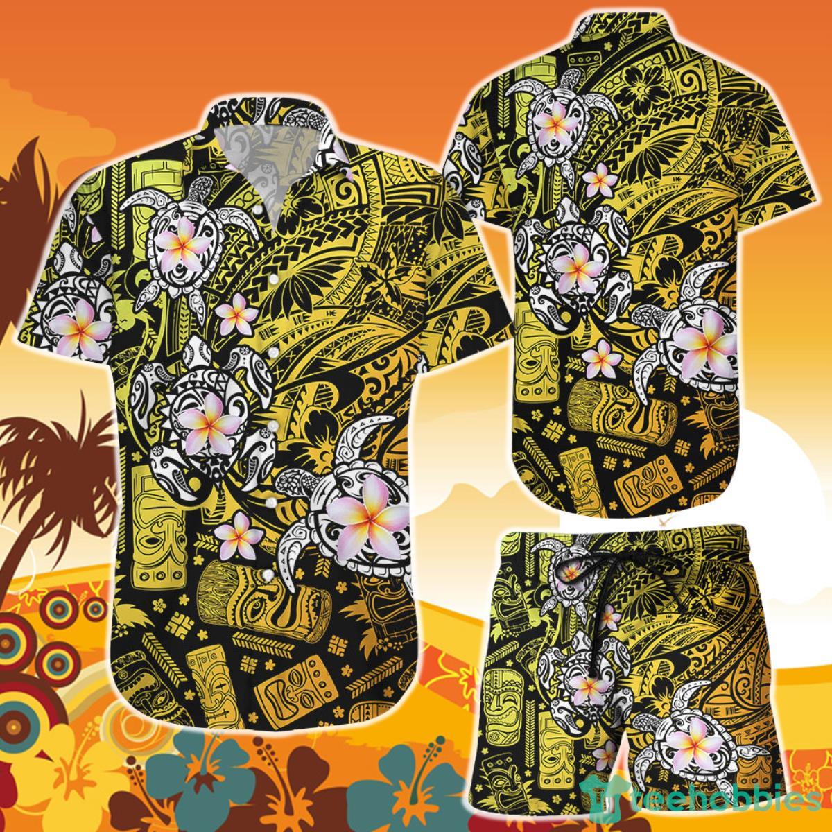 SeaTurtle  Maori Tiki Tattoo Turtle Flowers Hawaii Shirt and Short Tropical Themed Gifts Product Photo 1