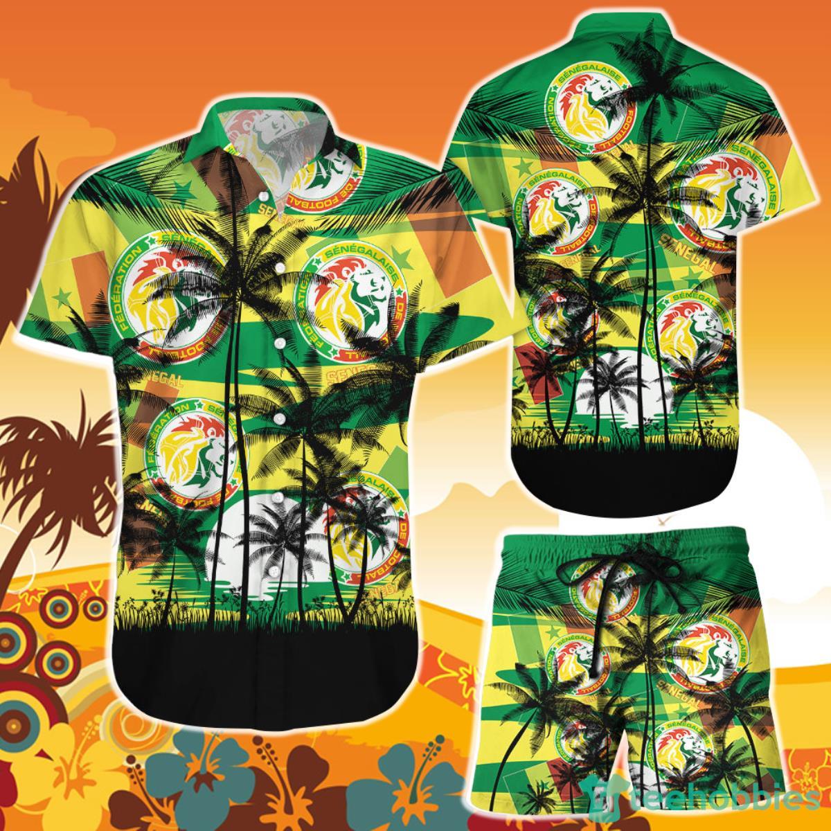 Senegal Coconut Pattern Hawaiian Soccer Team World Cup 2022 Qatar Champions Football Hawaiian Shirt and Short Product Photo 1