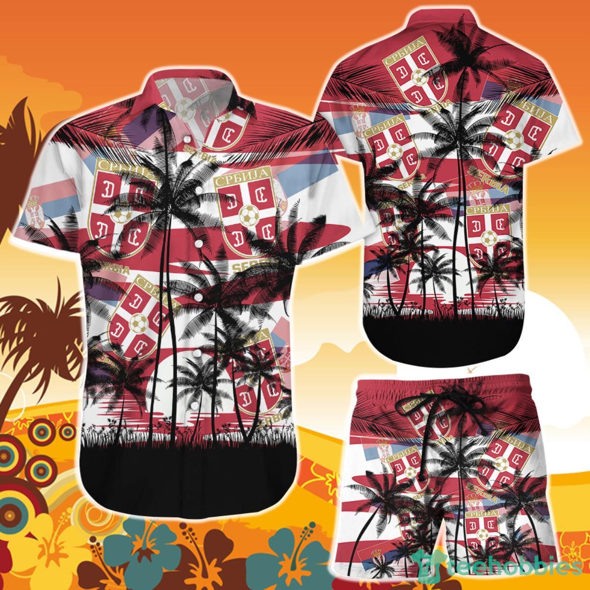 Serbia Coconut Pattern Hawaiian Soccer Team World Cup 2022 Qatar Champions Football Shirt and Short Product Photo 1