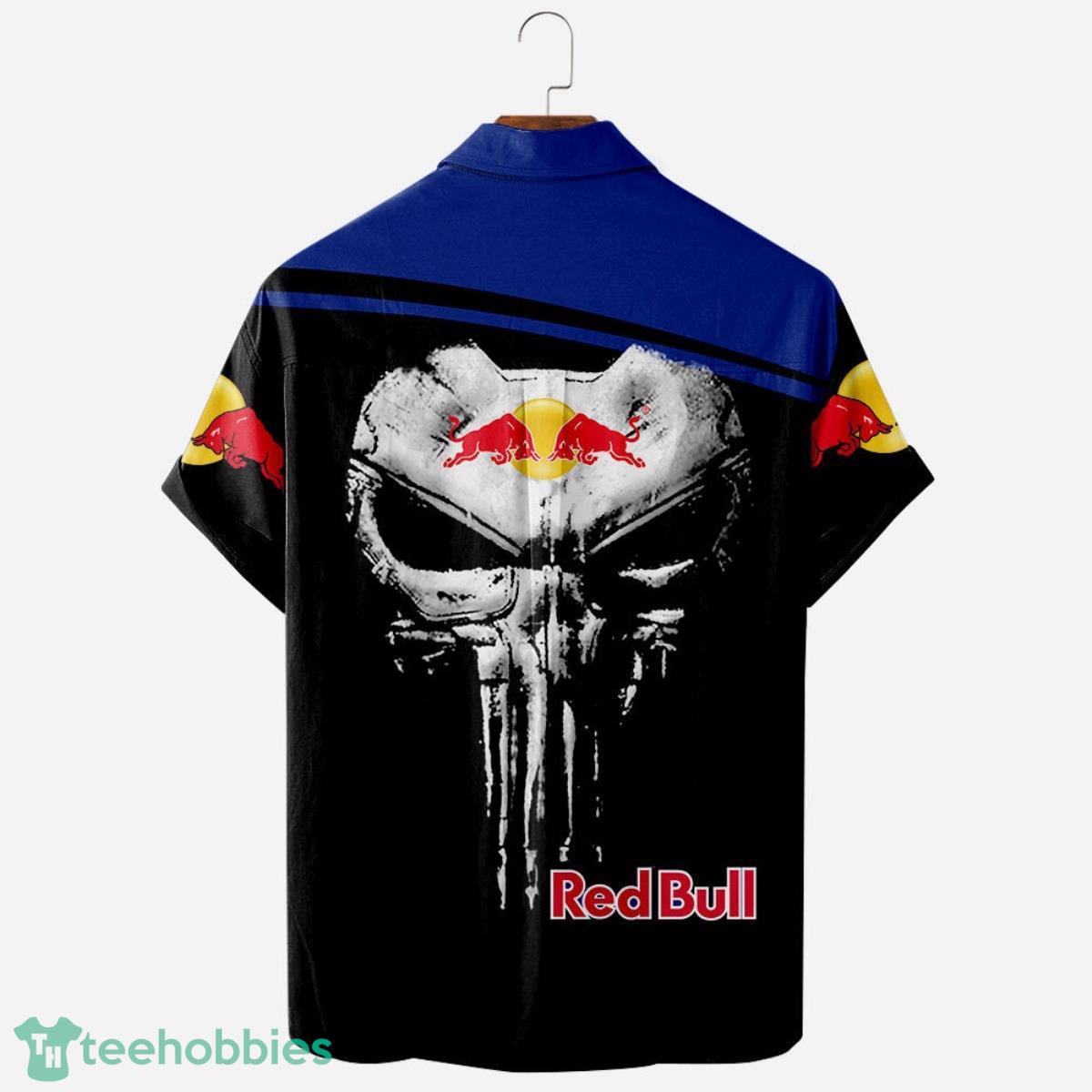 Skull Dark Red Bull Printed 3D Hawaiian Shirt Button Up Tee image Skull Dark Red Bull Printed 3D Hawaiian Shirt Button Up Tee Product Photo 2