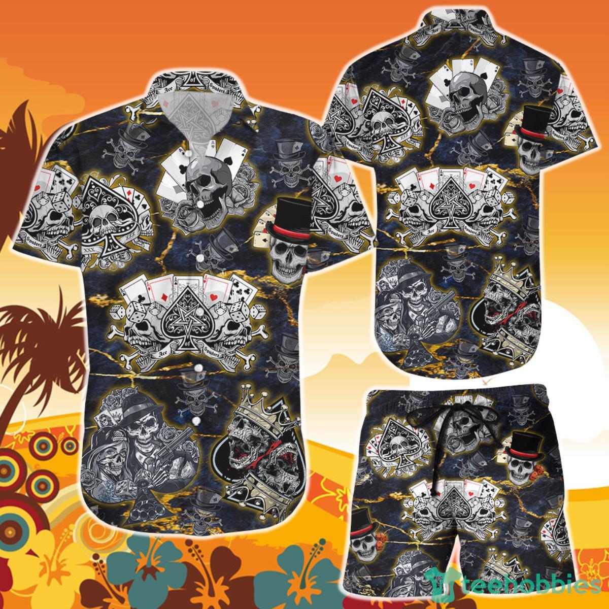 Skull Hawaiian Shirt And Short Skull Poker Pattern Aloha Button Down Shirts Skull Gift Ideas Product Photo 1 Skull Hawaiian Shirt And Short Skull Poker Pattern Aloha Button Down Shirts Skull Gift Ideas Product Photo 1
