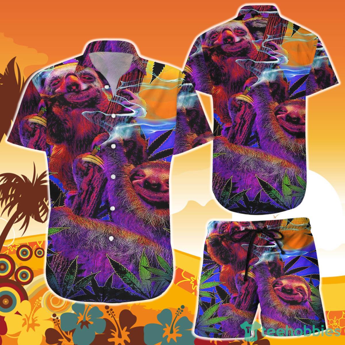 Sloth Hawaiian Shirt And Short High In The Bush Sloth Button Down Shirt Gifts For Summer Holiday Product Photo 1