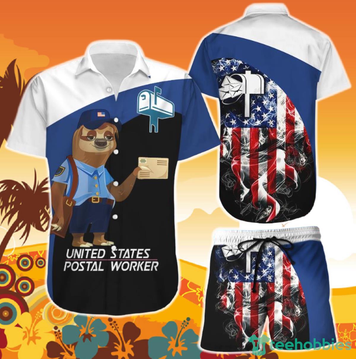 Sloth Hawaiian Shirt And Short Postal Worker Sloth United States Unique Gifts For Postal Workers Product Photo 1