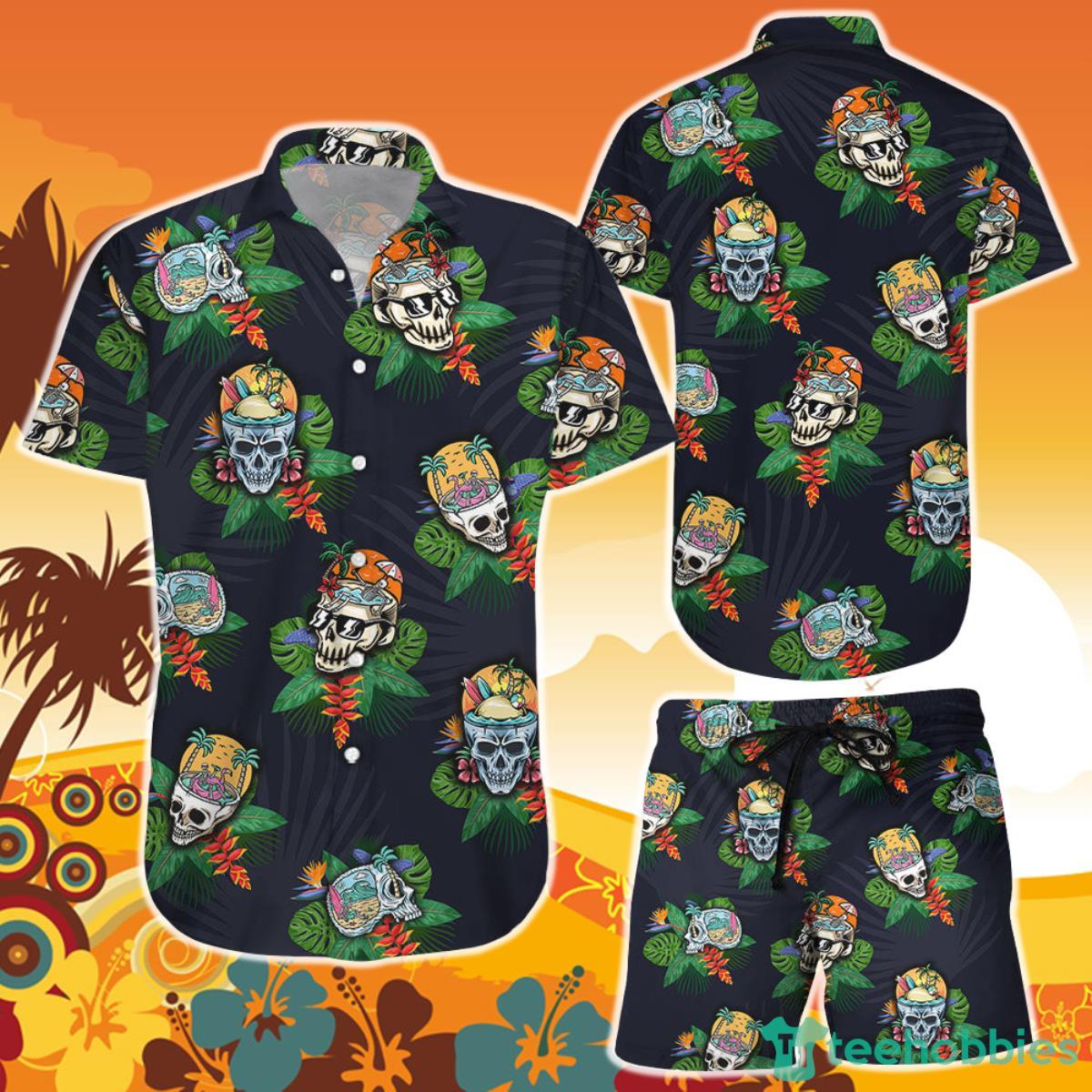 Sugar Skull Hawaiian Shirt And Short Tropical Skull Beach Button Down Shirts Skull Gifts For Women Product Photo 1