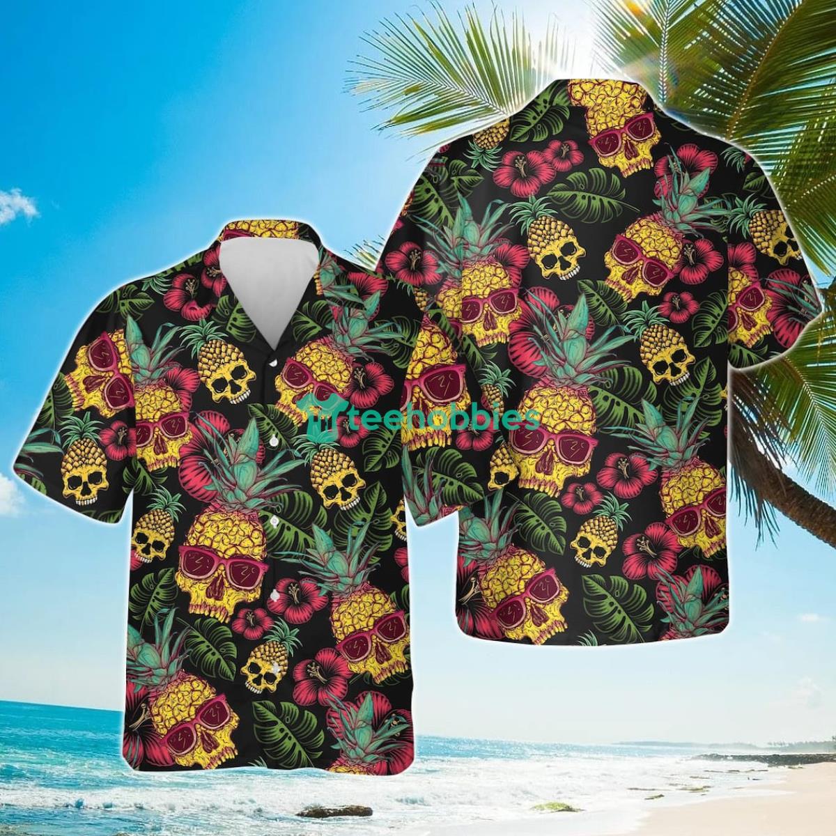 Summer Pineapple Skull Tropical Hawaiian Shirt Product Photo 1 Summer Pineapple Skull Tropical Hawaiian Shirt Product Photo 1