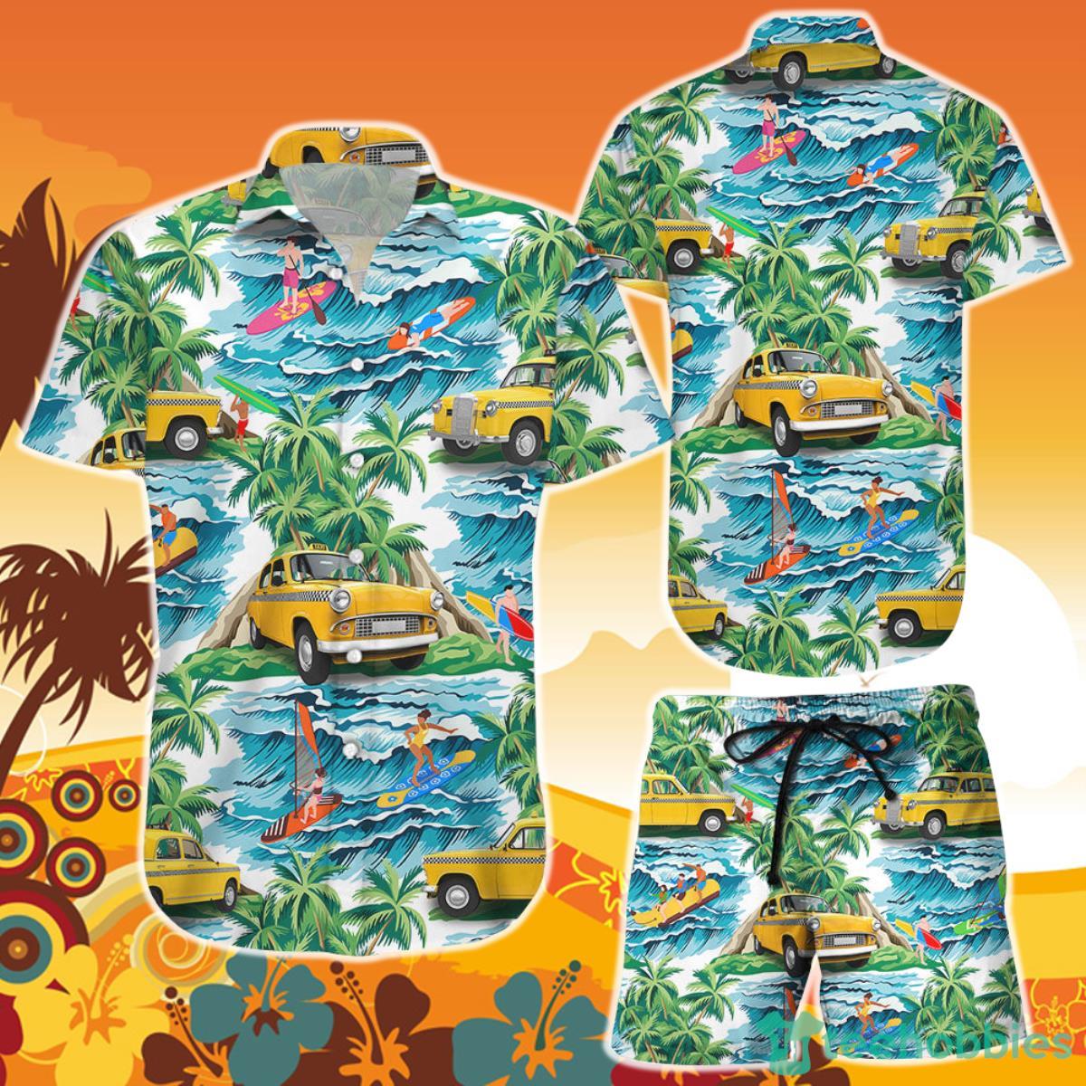 Surf Hawaiian Shirt And Short Yellow Taxi And Surfing Tropical Surf Themed Gifts Product Photo 1