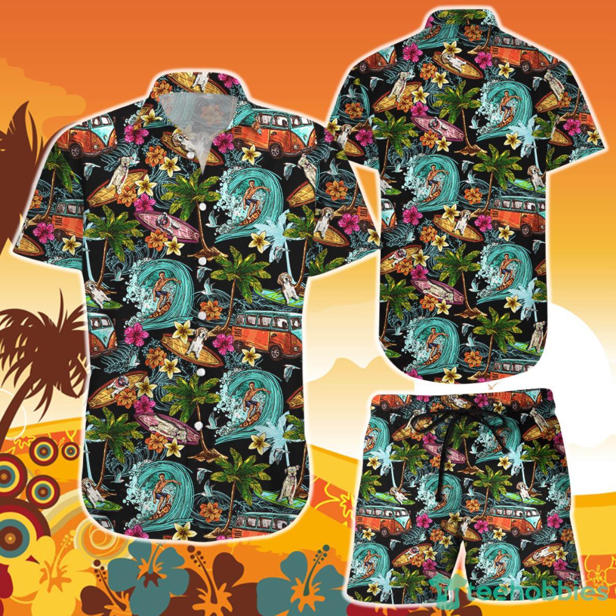 Surfing Hawaiian Shirt And Short Surfer Dog Pattern Aloha Unique Beach Themed Gifts Product Photo 1