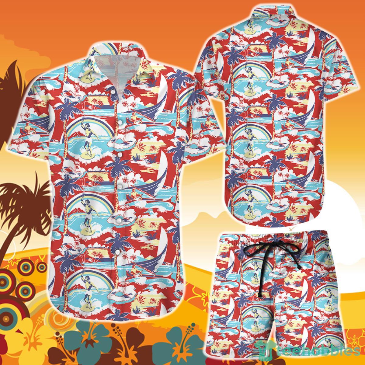 Surfing Hawaiian Shirt And Short Surfing Vintage Summer Stag Sail Boat Hawaii Gifts For Him Product Photo 1