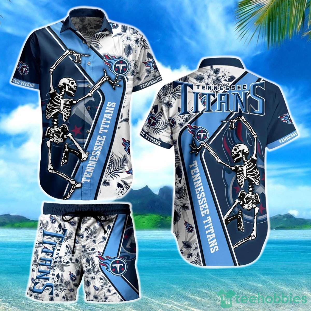 Tennessee Titans NFL Hawaiian Shirt And Short Sekeleton Design Hot Short Styles For Men Women Product Photo 1