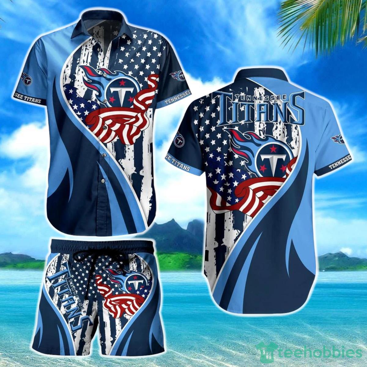 Tennessee Titans NFL Hawaiian Shirt Vintage US Flag Graphic Summer Gift For Men Women Fan NFL Product Photo 1
