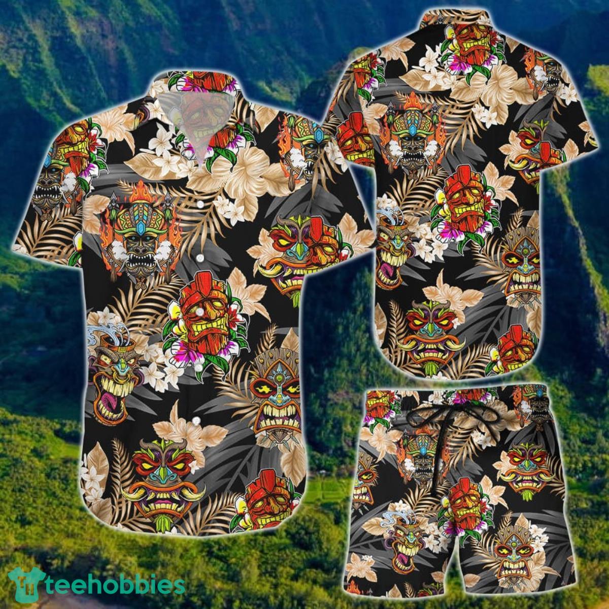 Tiki Hawaiian Shirt And Short For Men And Women Product Photo 1