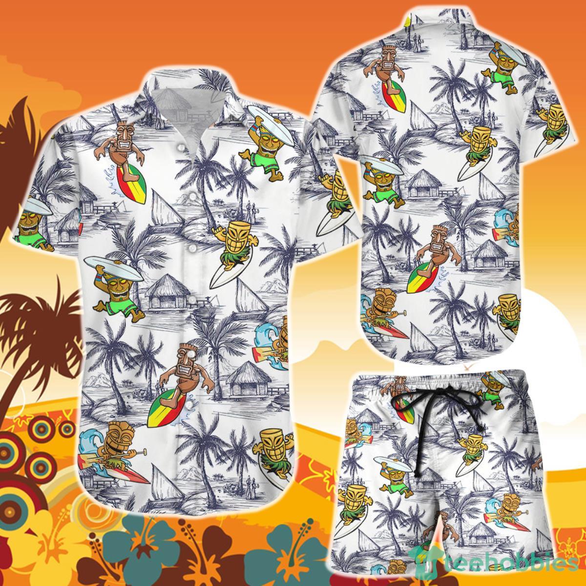 Tiki Hawaiian Shirt And Short Tiki Coconut Surfing Funny Summer Gifts For Men Product Photo 1