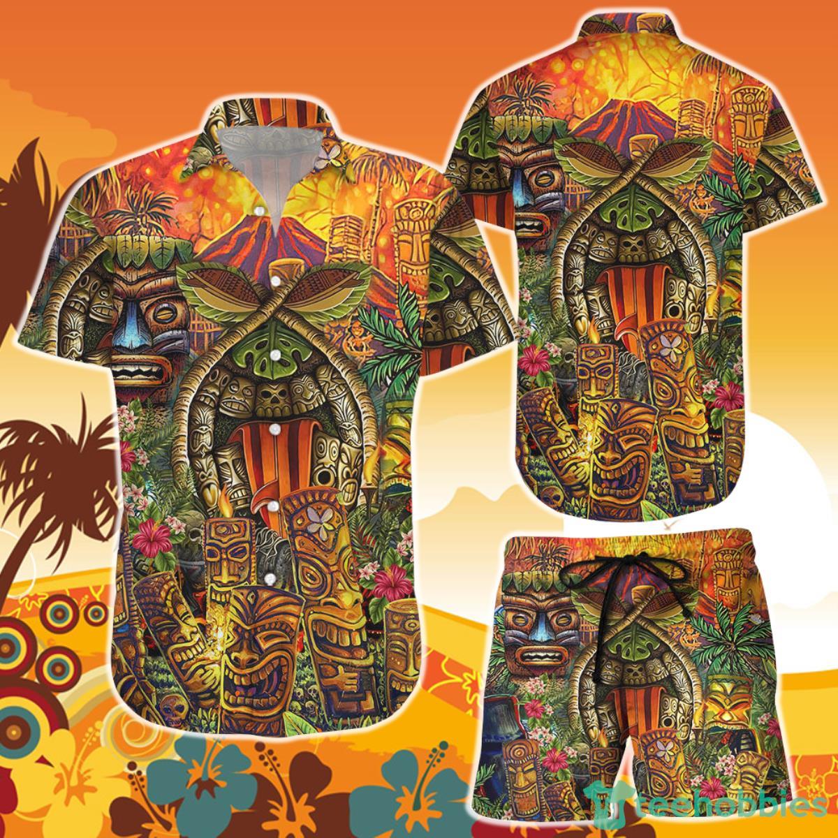 Tiki Hawaiian Shirt And Short Tiki Hula Volcanic Island Hawaiian Best Gift For Summer Product Photo 1