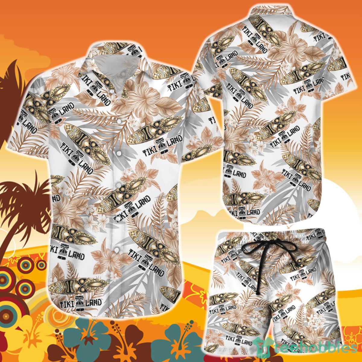 Tiki Hawaiian Shirt And Short Tiki Land Surfboard Button Down Shirts Cute Beach Themed Gifts Product Photo 1