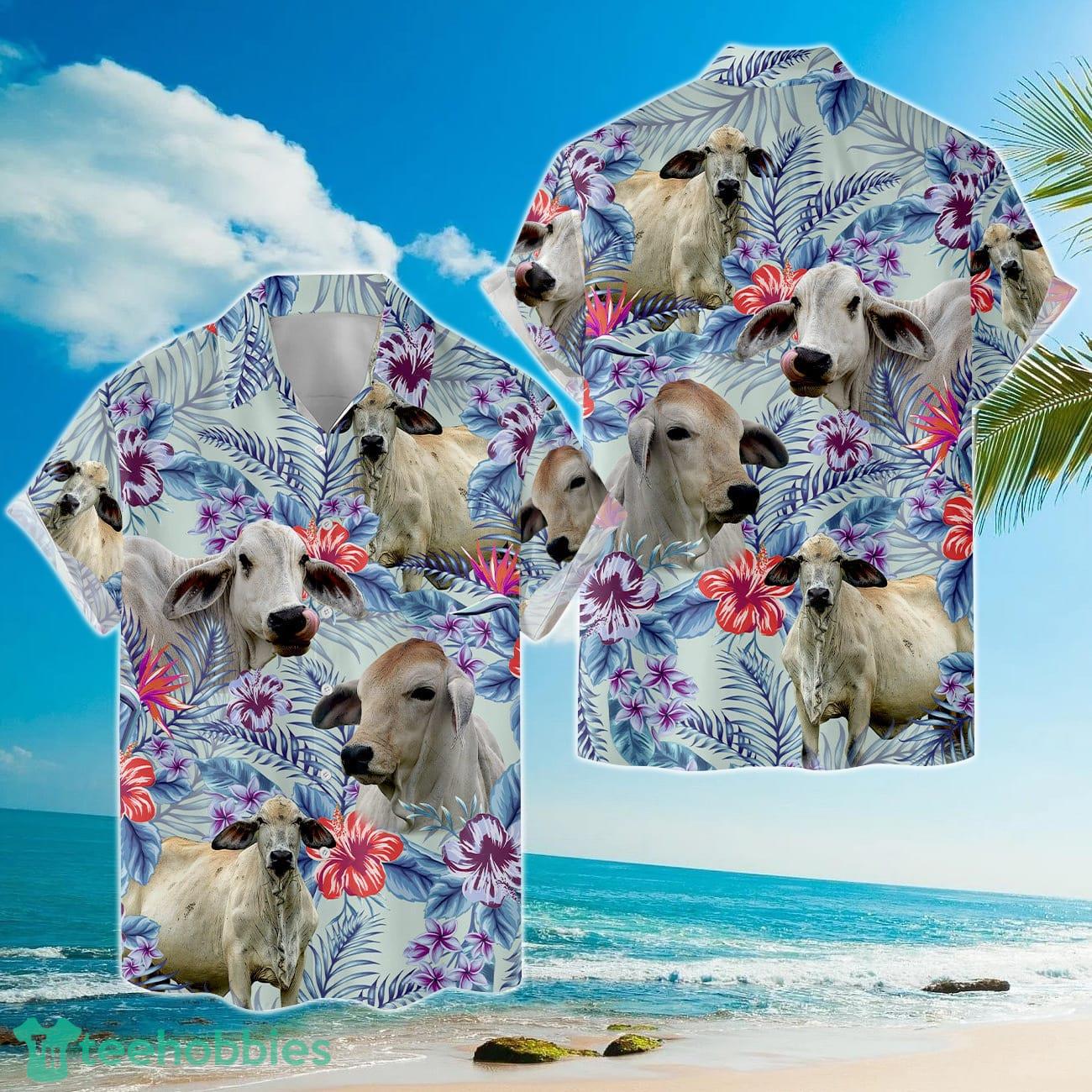 Tropical Brahman Cow Hawaiian Shirts For Men And Women Product Photo 1