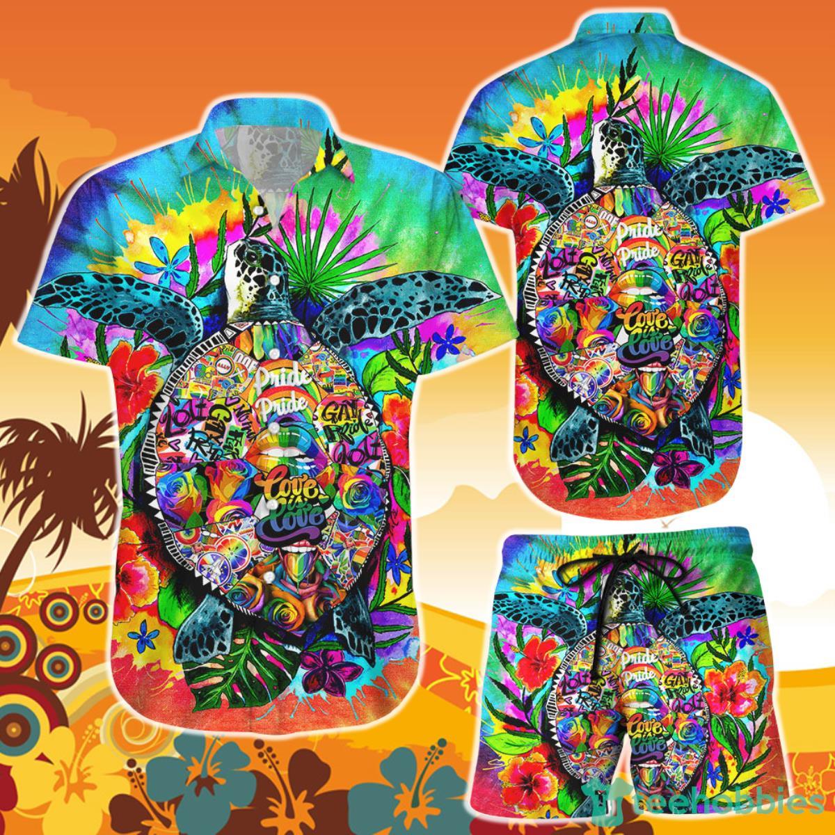 Turtle Hawaiian Shirt And Short LGBT Turtle Pride Love Is Love Best Gifts For Pride Month Product Photo 1