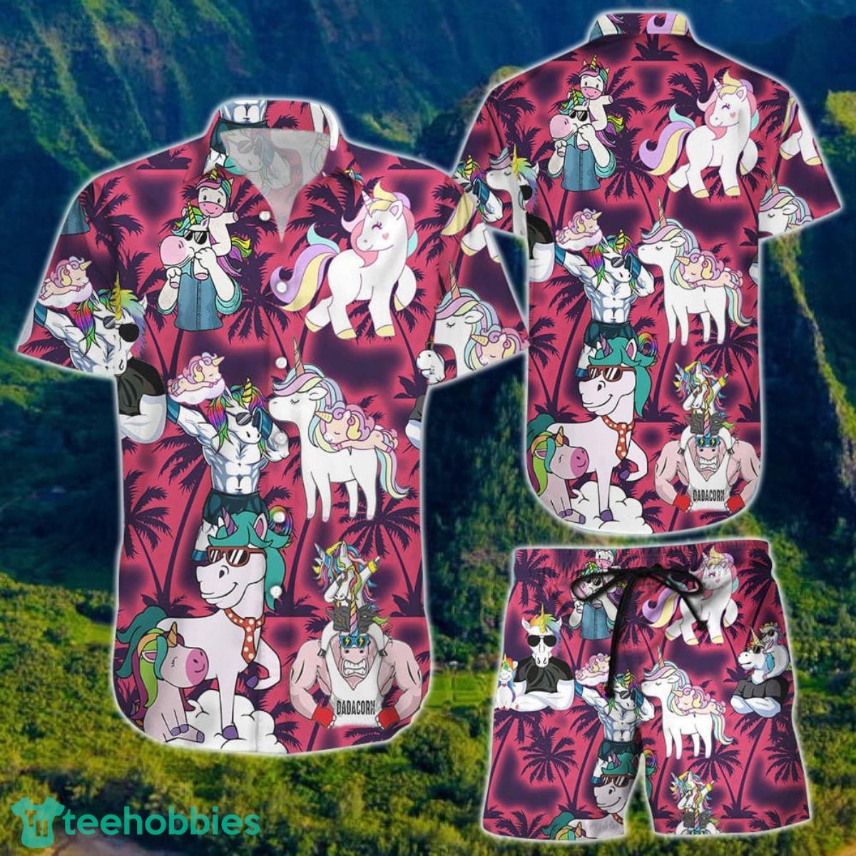 Unicorn Hawaiian Shirt And Short For Men And Women Product Photo 1