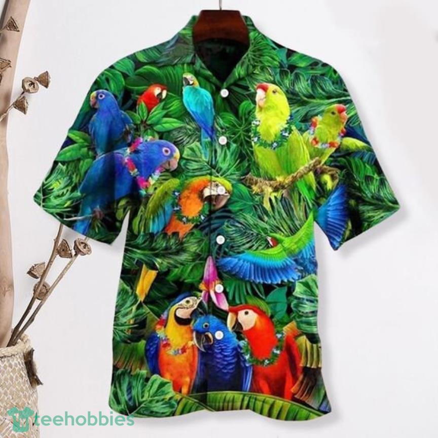 Unisex Tropical Flower Parrot Palm Tree Hawaiian Shirt Product Photo 1 Unisex Tropical Flower Parrot Palm Tree Hawaiian Shirt Product Photo 1