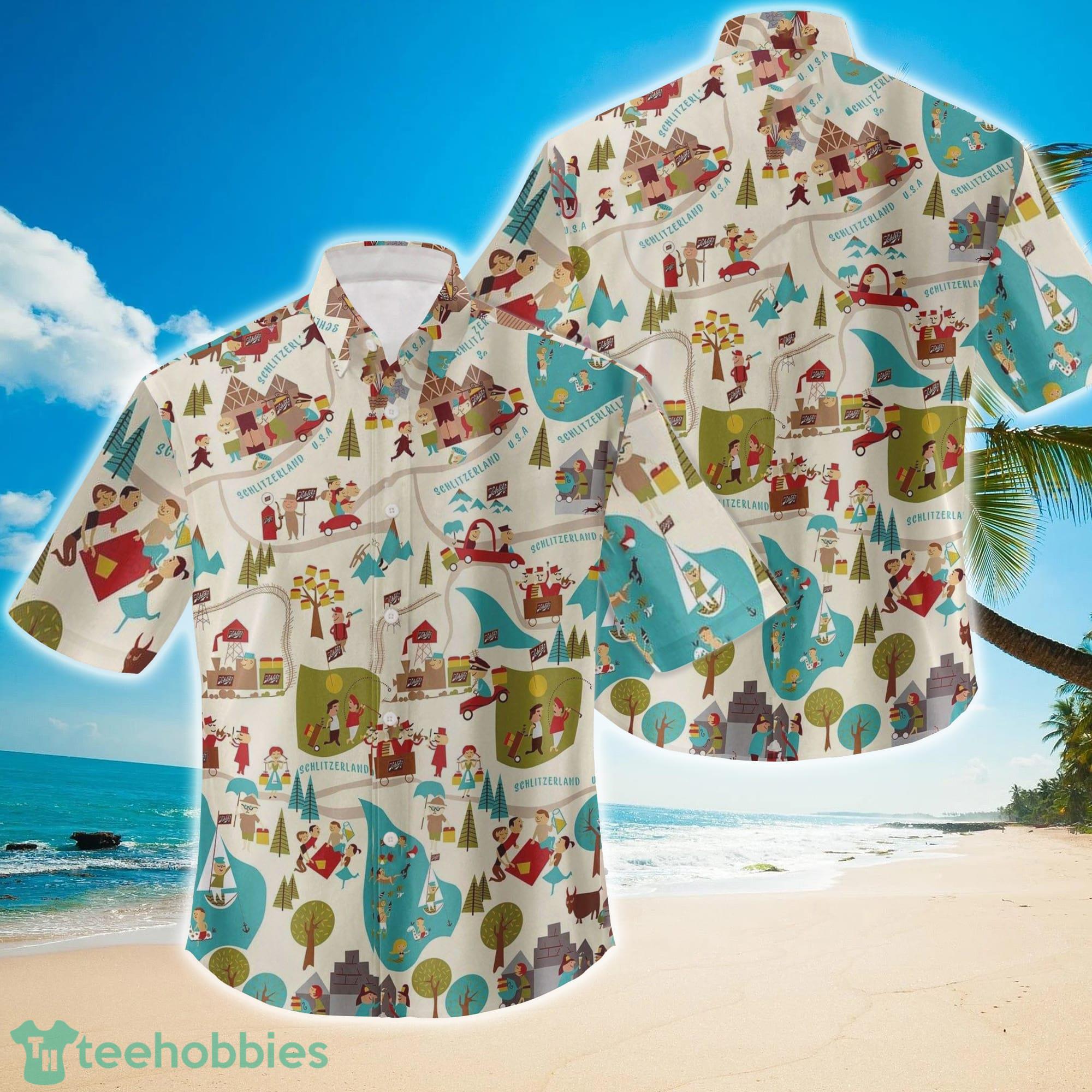 Vintage 1950s Schlitzerland Schlitz Beer Cotton Hawaiian Shirt Product Photo 1