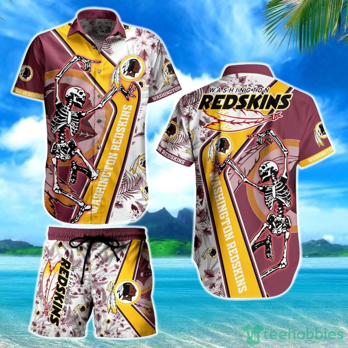 Washington Redskins NFL Hawaiian Shirt And Short Sekeleton Design Hot Short Styles For Men Women Product Photo 1
